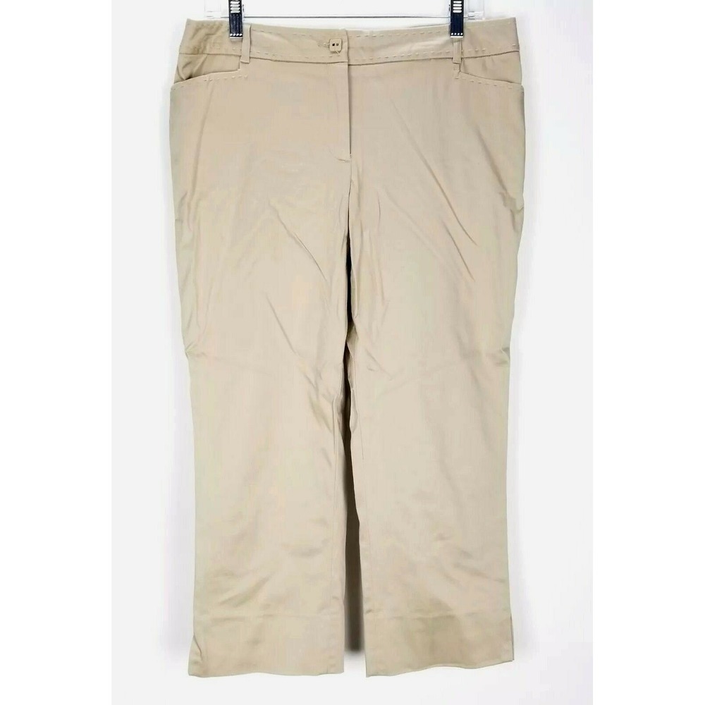 Claudia Ev Women's Capris Size 10 Cropped Beige Cotton‎ Blend Career Pants